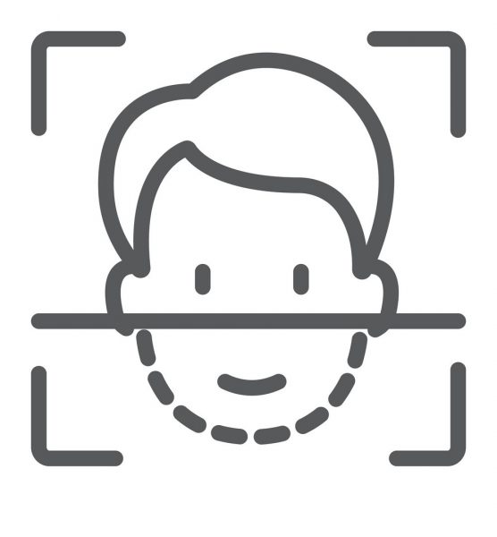 Face ID line icon, face recognition